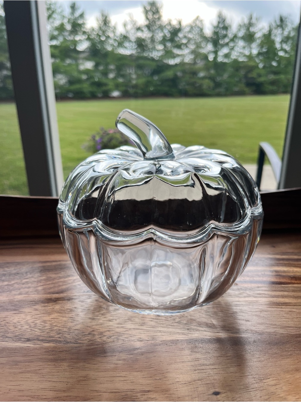 Clear Glass Pumpkin Candy Jar